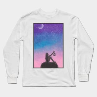 Girl in Beautiful Night Sky Long Sleeve T-Shirt